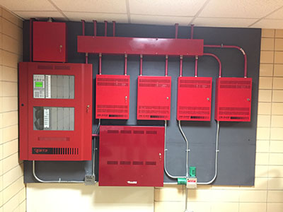 Fire alarm panels during installation