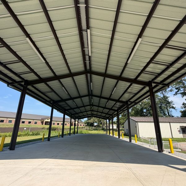 Lighting under a new covered pavilion