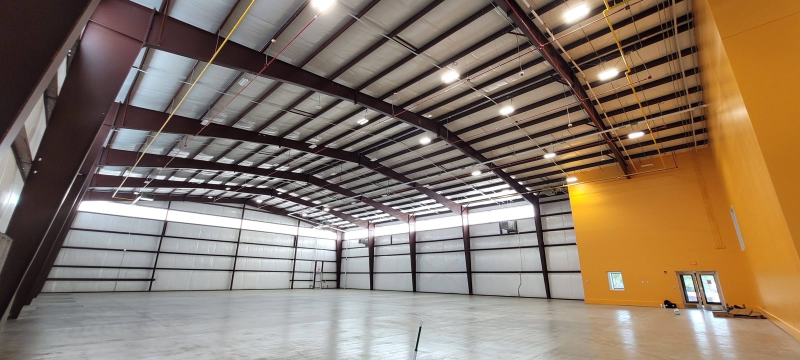 LED high-bay lighting in a new warehouse, installed by Ritch Electric